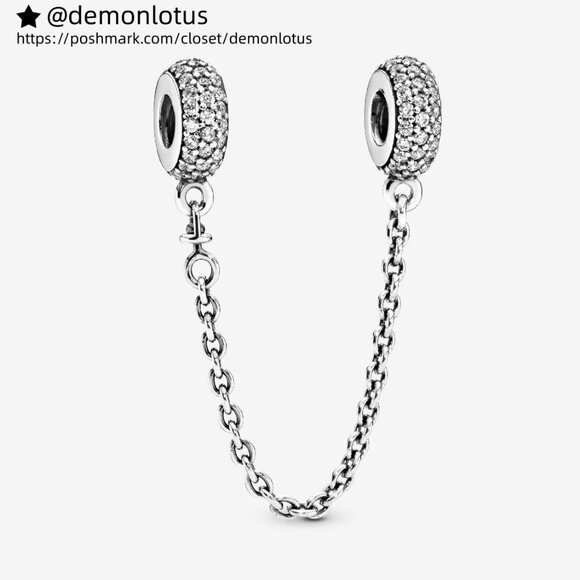 Pandora Sparkling Pavé Safety Chain Charm - Picture 1 of 4